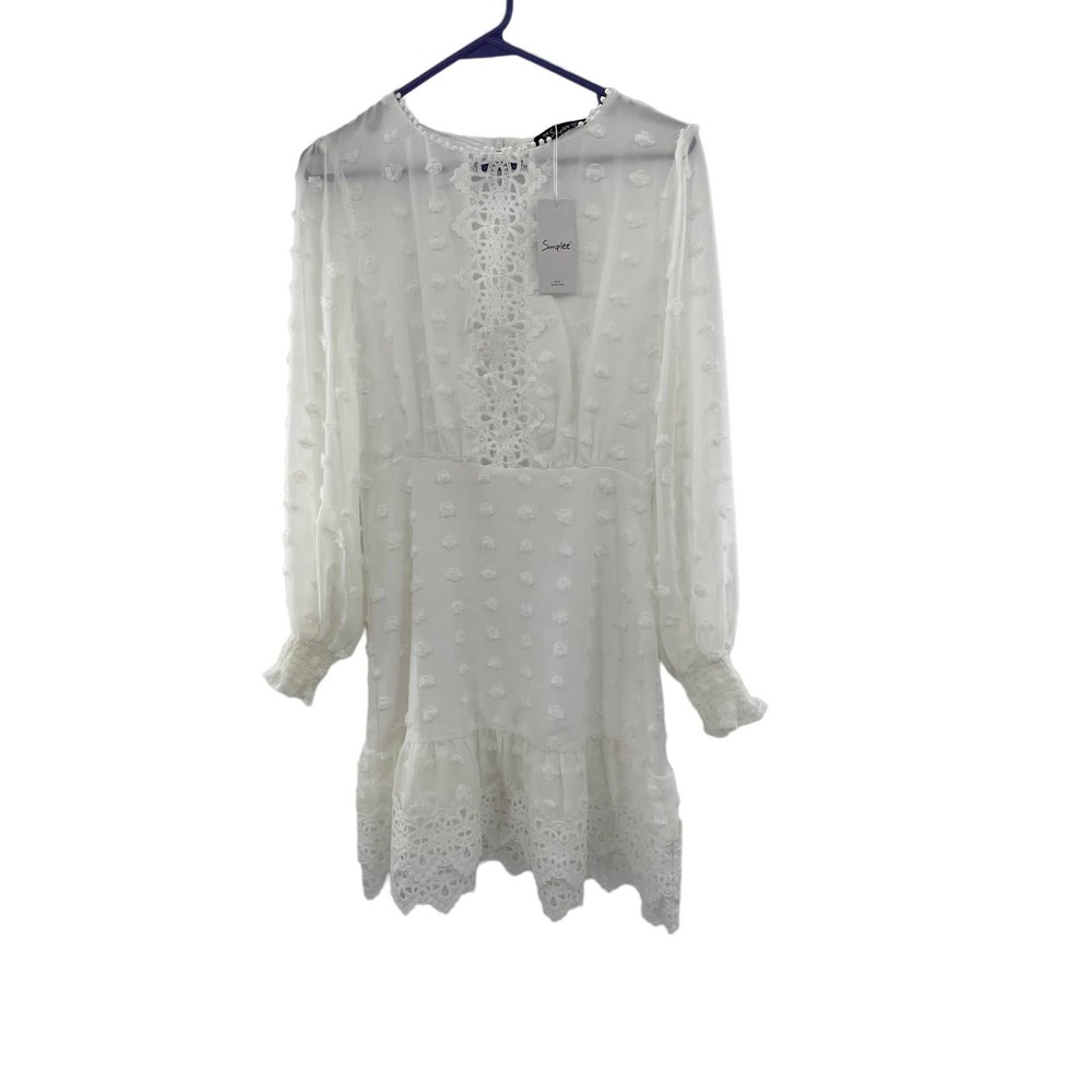 Simplee White Eyeleted Dress Size small